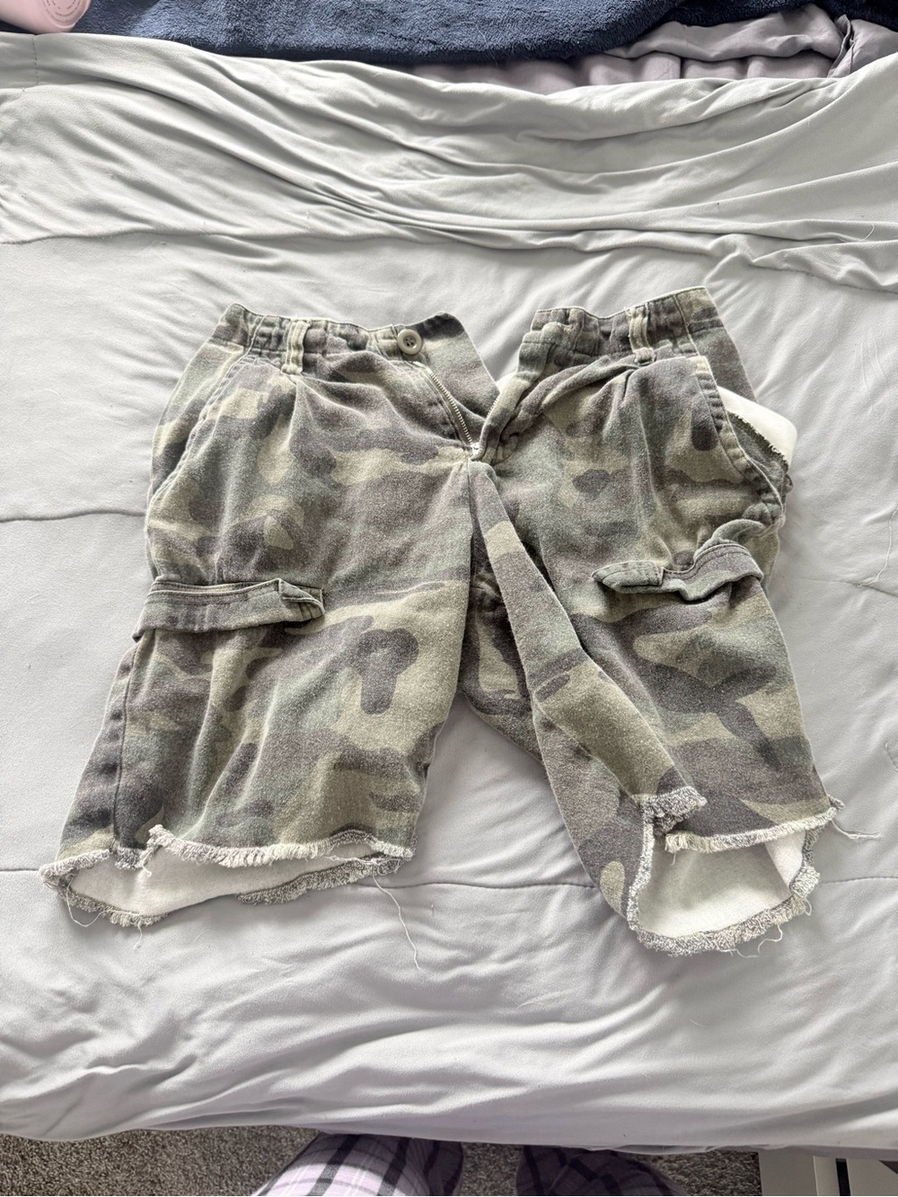 Fashion Nova Women's Camo Cargo Shorts - Olive Green and Gray
